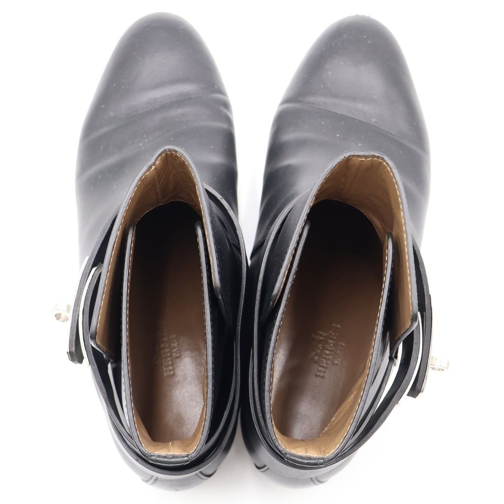 Hermes Neo Kelly Buckle Short Boots Black — view 4