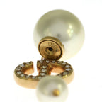 Dior CD Logo Rhinestone Fakepearl Earrings White Gold — view 5