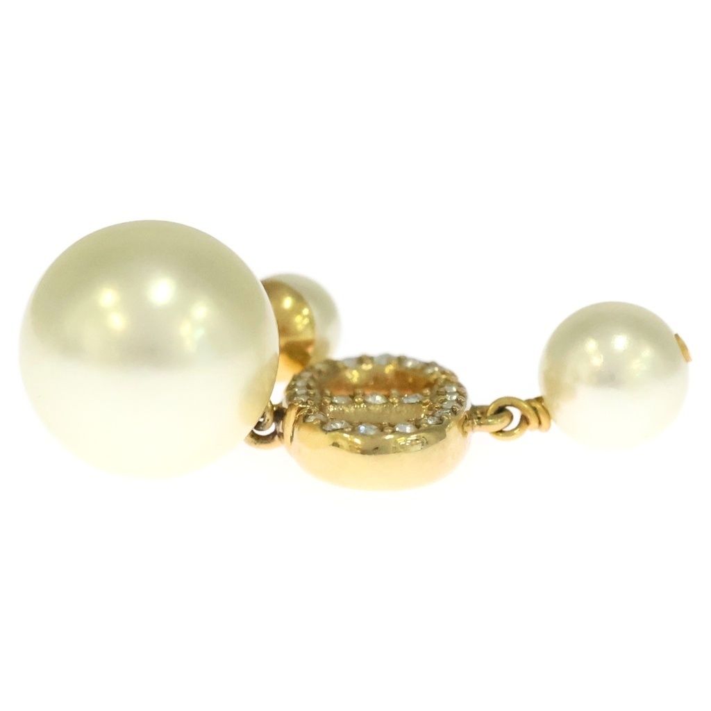 Dior CD Logo Rhinestone Fakepearl Earrings White Gold — view 3