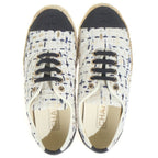 Chanel CC Logo Tweed Sneakers White Navy — view 4