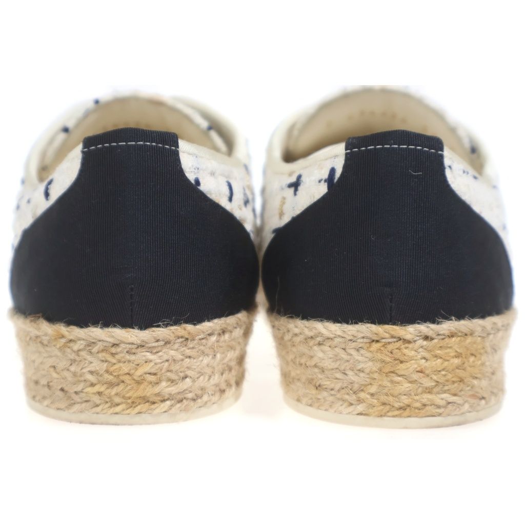 Chanel CC Logo Tweed Sneakers White Navy — view 3