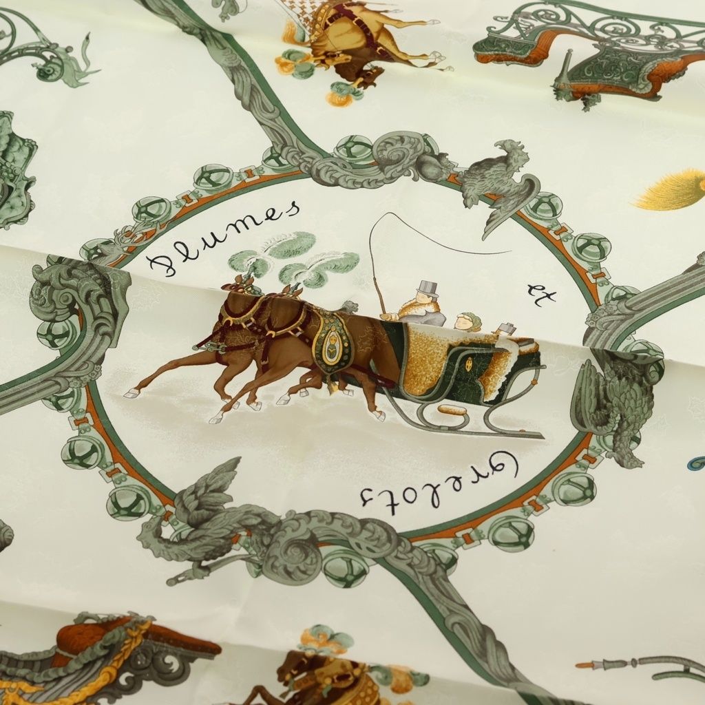Hermes Carre 90 Plumes Et Grelots Red Silk Scarf — view 5