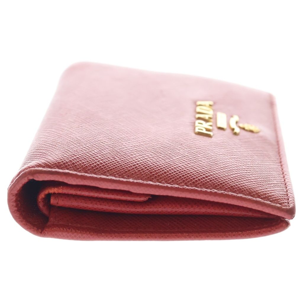 Prada Saffiano Compact Wallet Red Leather Bi Foldwallet — view 3