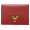 Prada Saffiano Compact Wallet Red Leather Bi Foldwallet