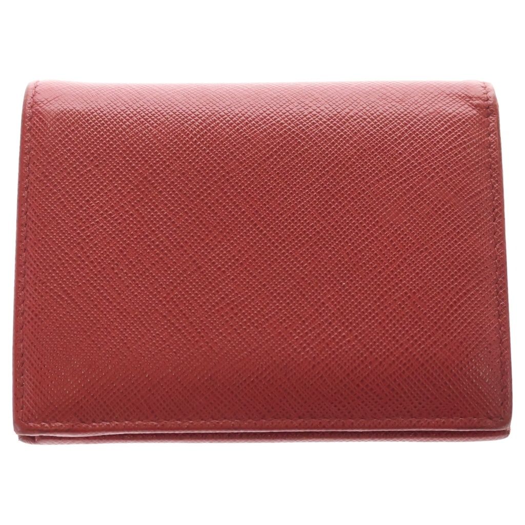 Prada Saffiano Compact Wallet Red Leather Bi Foldwallet — view 2