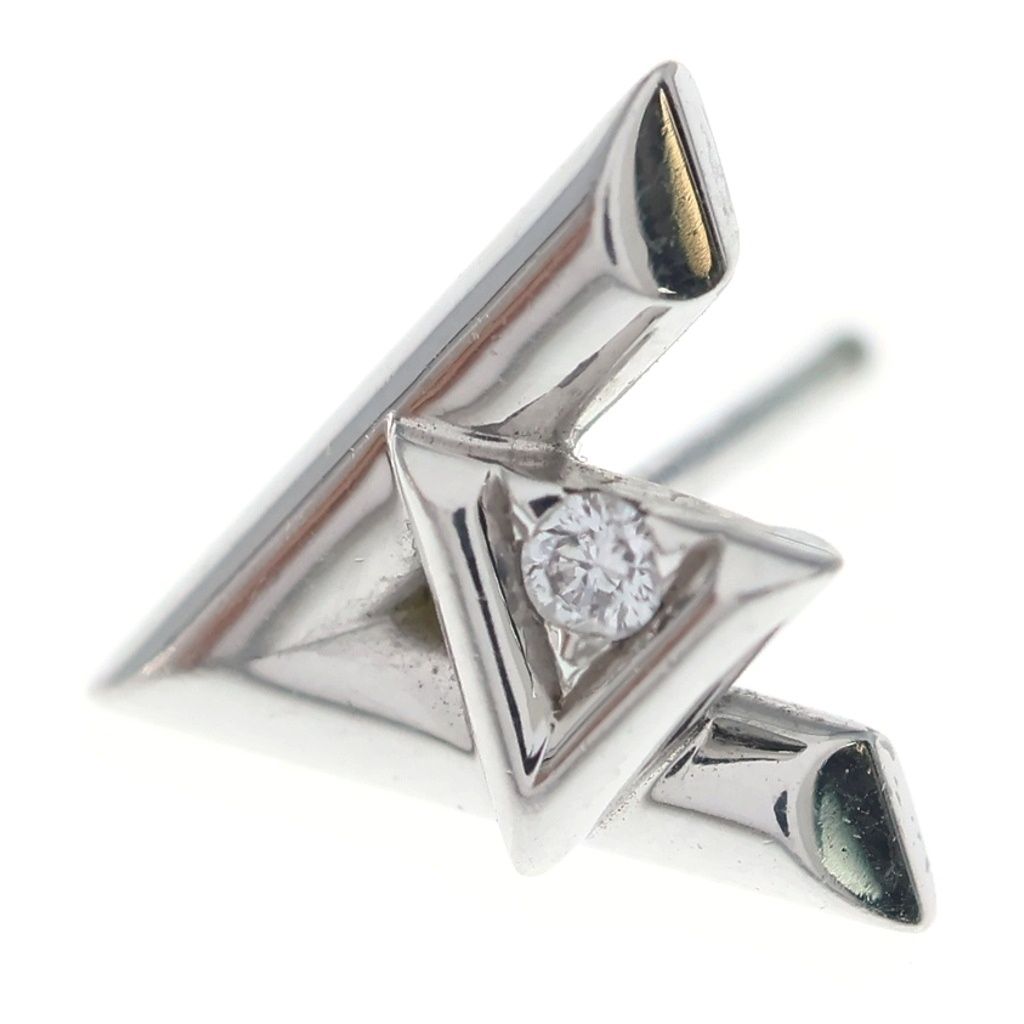 Louis Vuitton 18k White Gold LV One Earrings