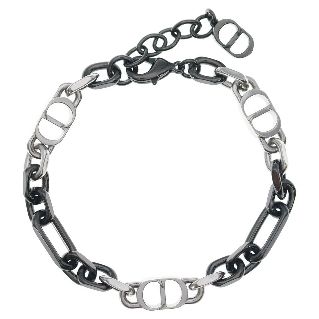 Dior CD Icon CD Eye Chain Link Bracelet Black Silver