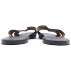 Hermes Leather Logo Sandals Black — view 3