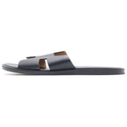 Hermes Leather Logo Sandals Black
