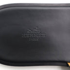 Hermes Leather Logo Sandals Black — view 6