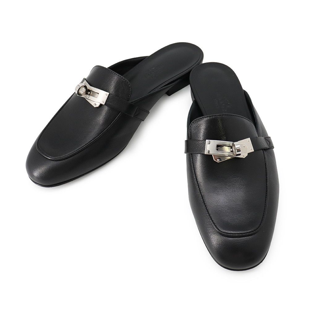 Hermes Mules Oz Leather 36 Shoes Black