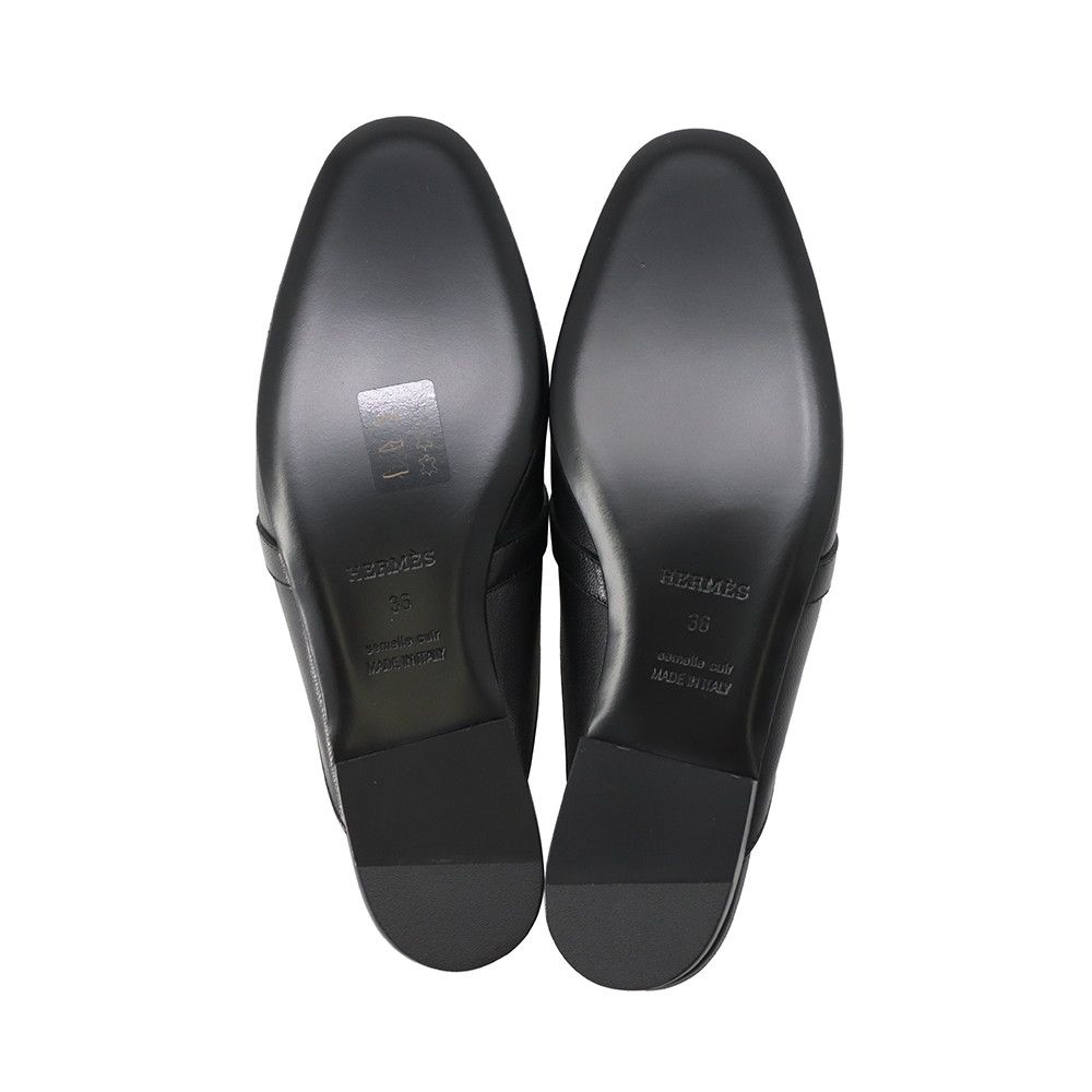 Hermes Mules Oz Leather 36 Shoes Black — view 4