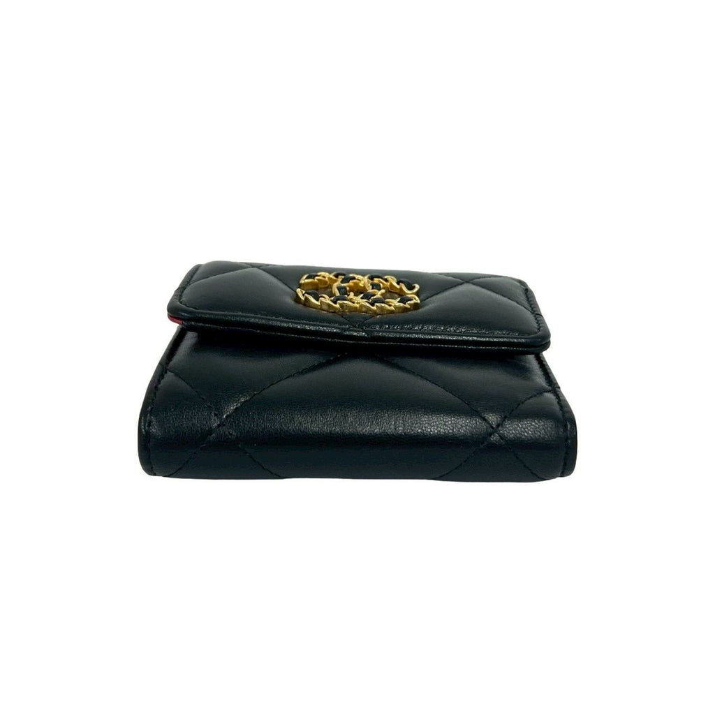 Chanel le Available Stand Quilted CC Logo Lambskin Tri Foldwallet Black Wallet — view 6