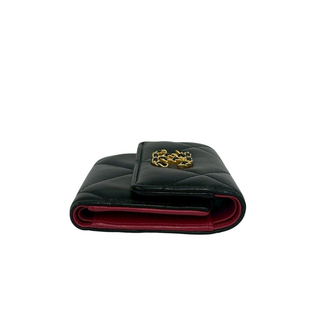 Chanel le Available Stand Quilted CC Logo Lambskin Tri Foldwallet Black Wallet — view 5