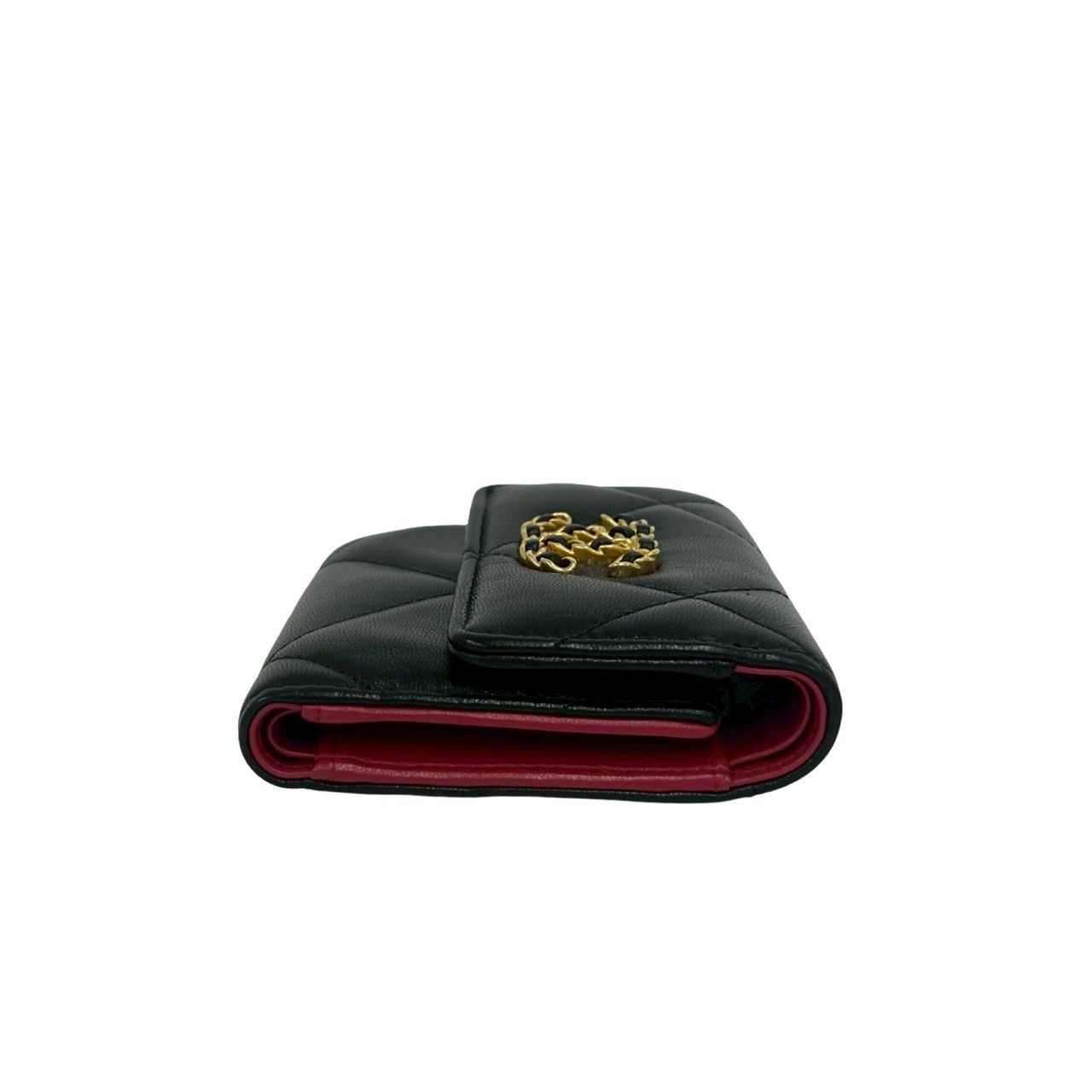 Chanel le Available Stand Quilted CC Logo Lambskin Tri Foldwallet Black Wallet — view 5