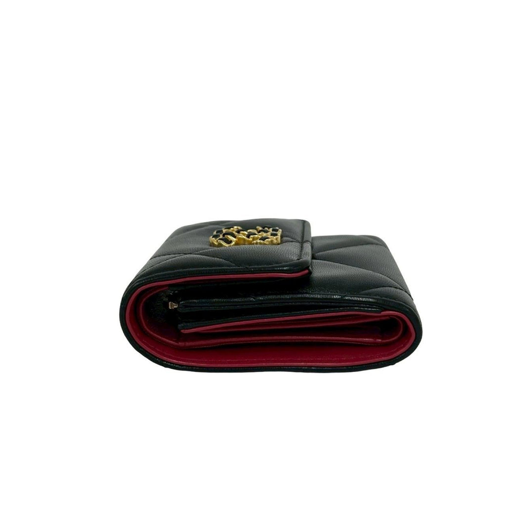 Chanel le Available Stand Quilted CC Logo Lambskin Tri Foldwallet Black Wallet — view 4