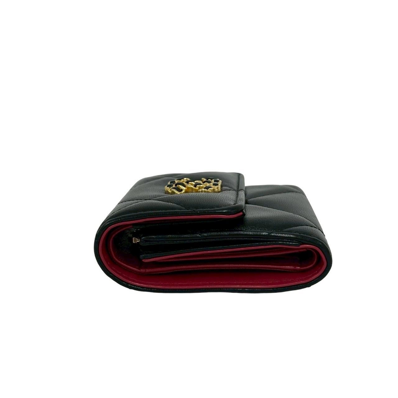 Chanel le Available Stand Quilted CC Logo Lambskin Tri Foldwallet Black Wallet — view 4