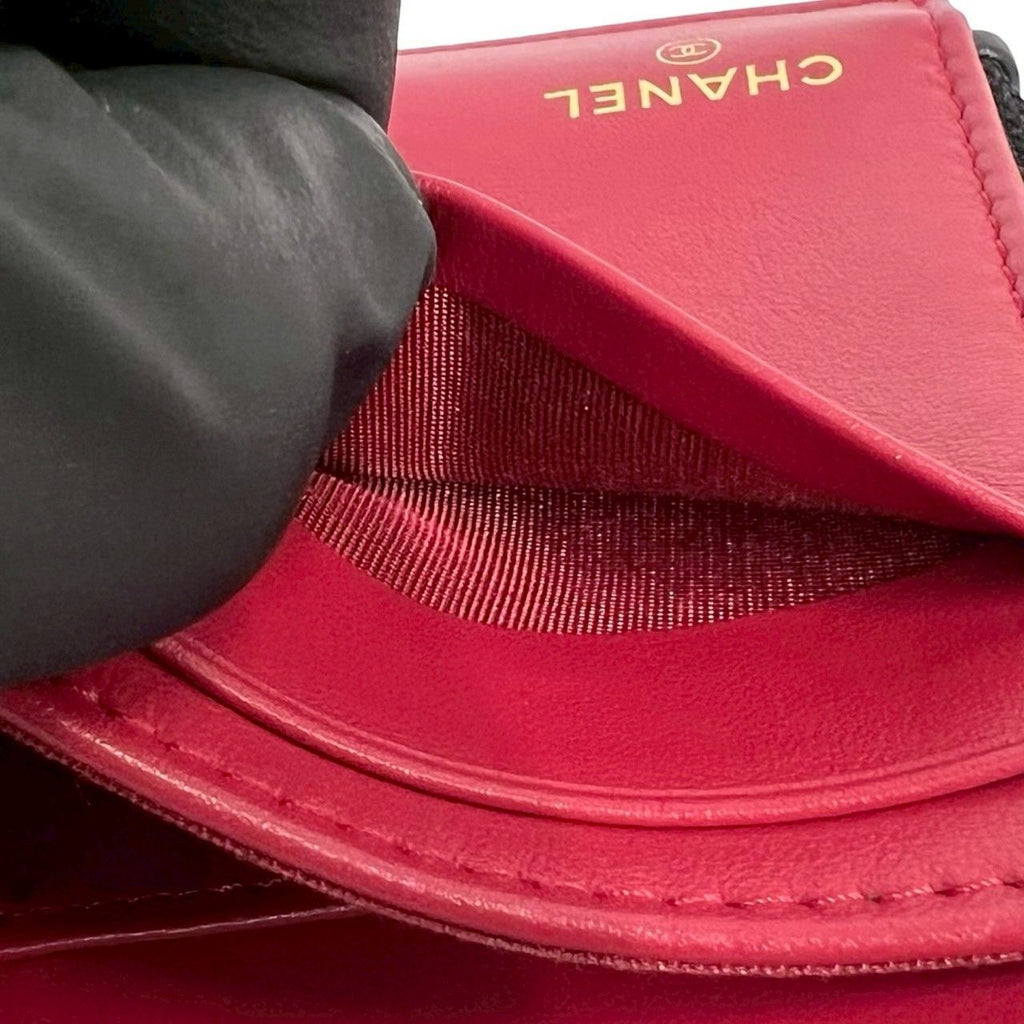 Chanel le Available Stand Quilted CC Logo Lambskin Tri Foldwallet Black Wallet — view 9