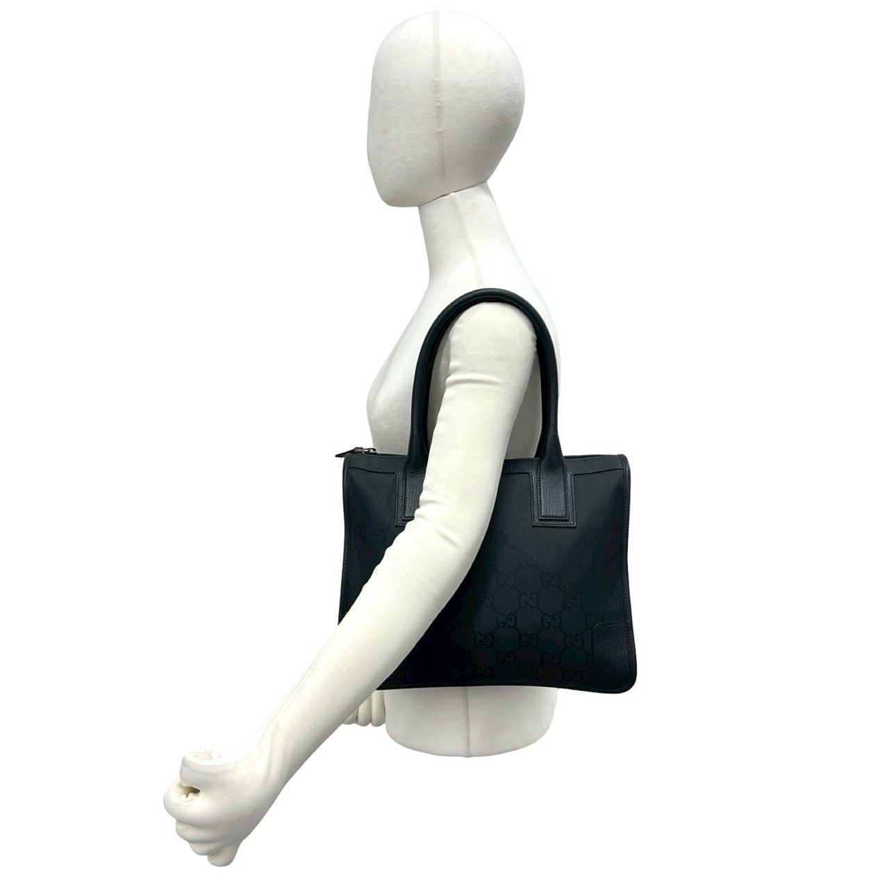 Gucci GG Logo Canvas Leather Mini Tote Boston Bag Black — view 2