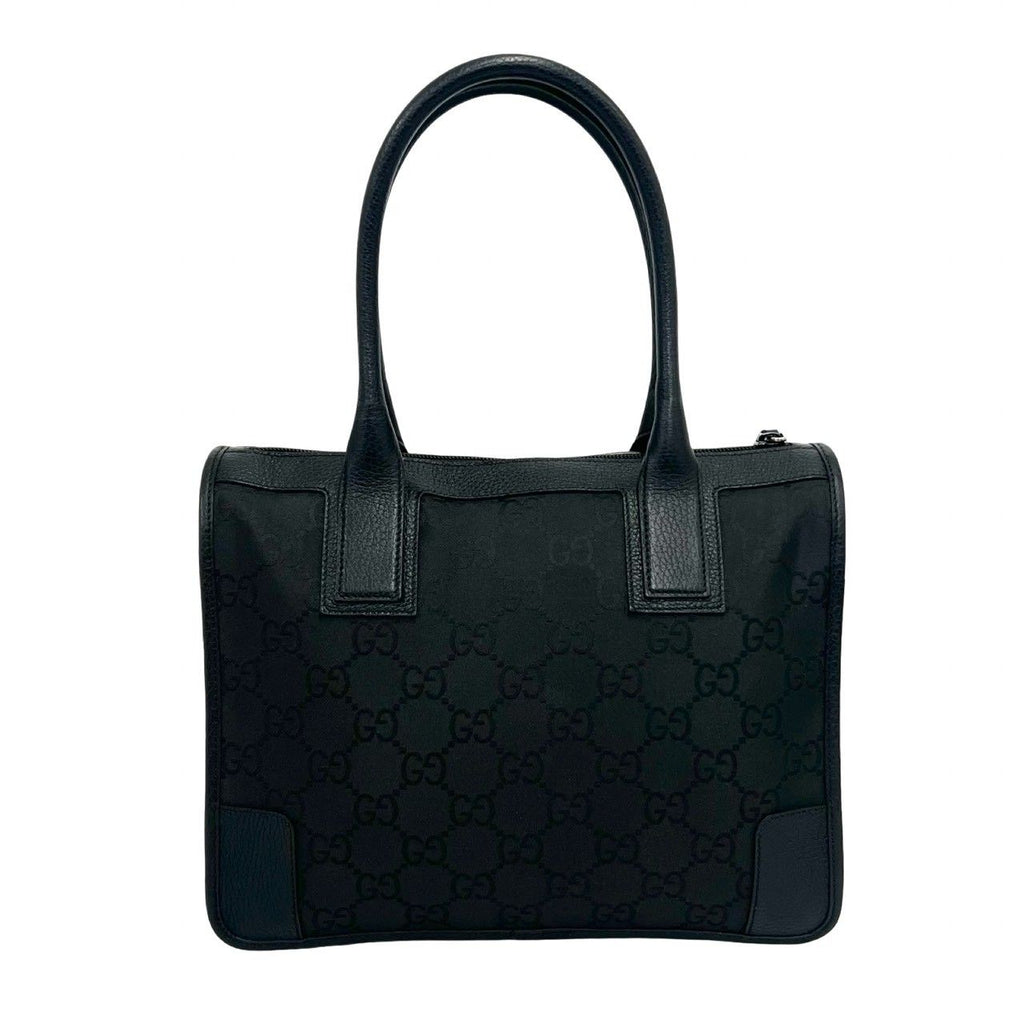 Gucci GG Logo Canvas Leather Mini Tote Boston Bag Black — view 3