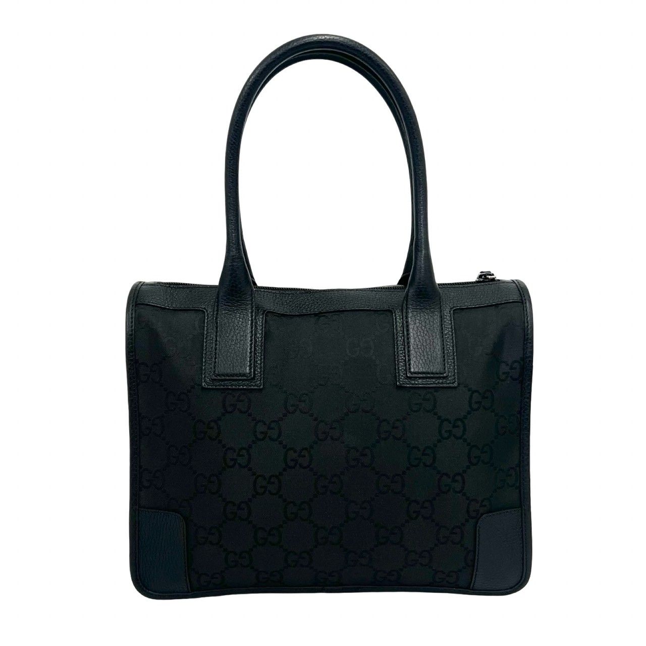 Gucci GG Logo Canvas Leather Mini Tote Boston Bag Black — view 3