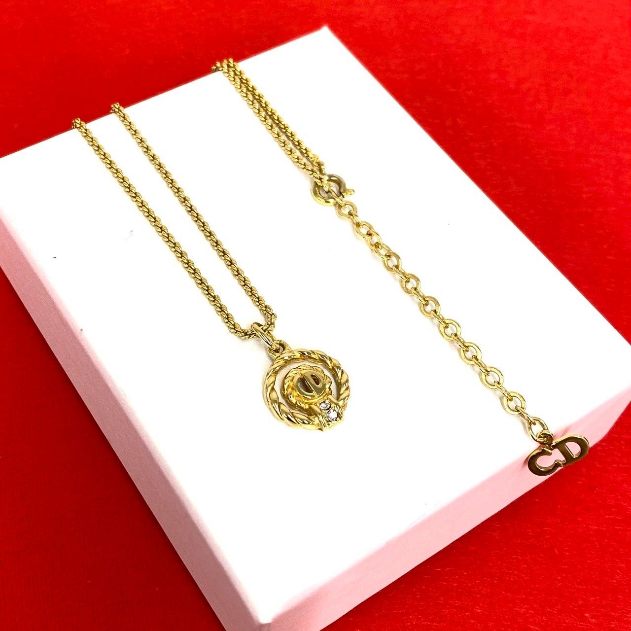 Dior Vintage CD Logo Chain Necklace Gold