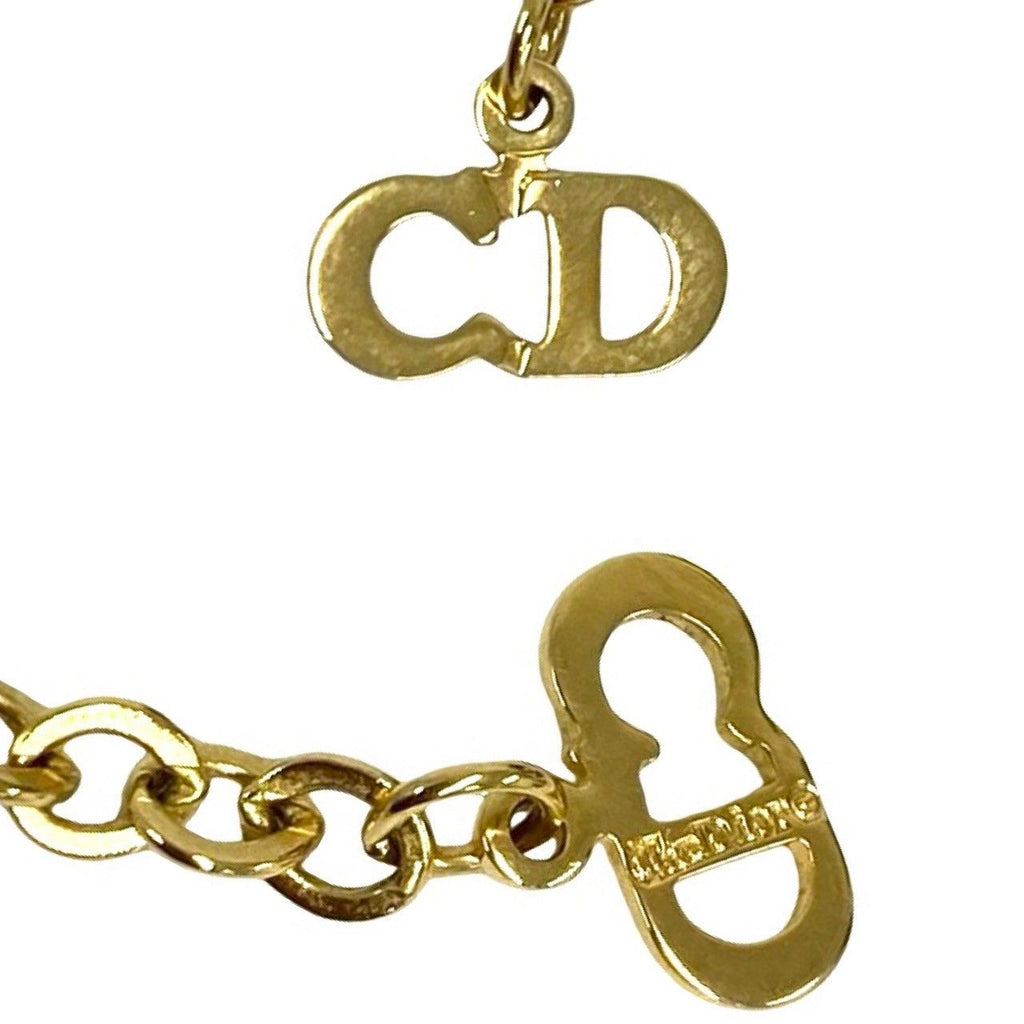 Dior Vintage CD Logo Chain Necklace Gold — view 3