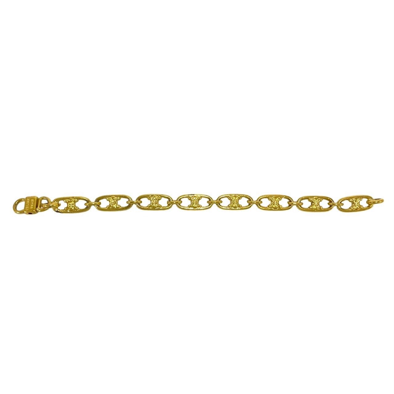 Celine Vintage Triomphe Logo Chain Bracelet Gold — view 6