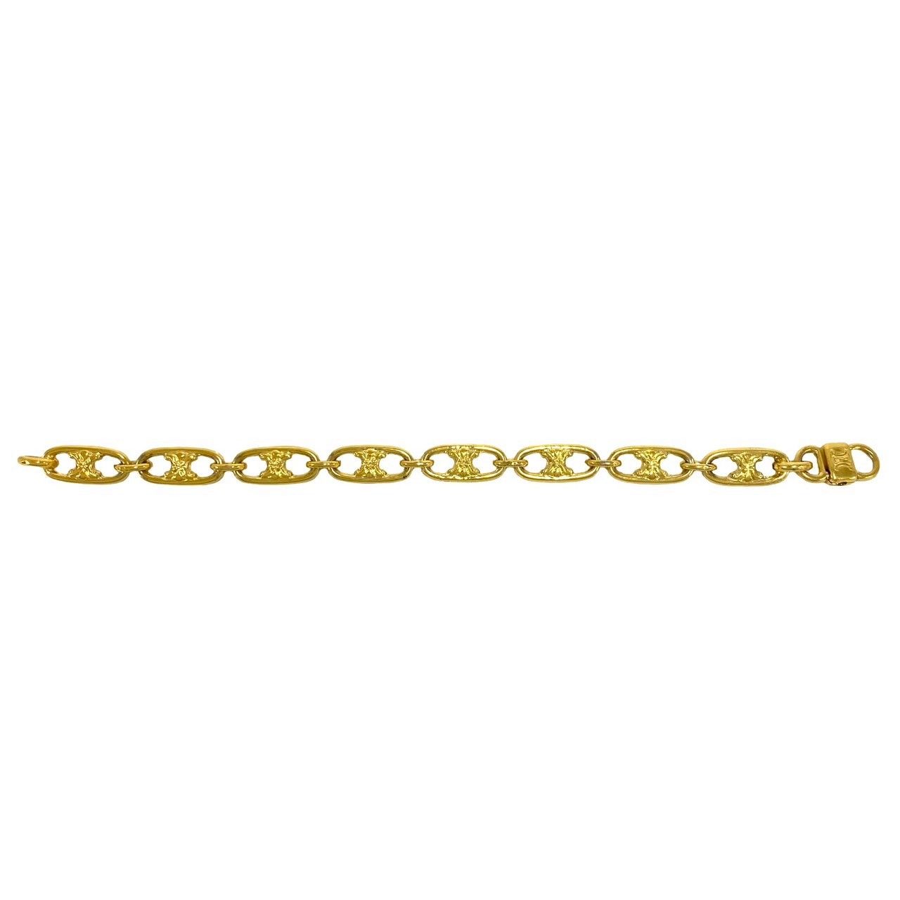 Celine Vintage Triomphe Logo Chain Bracelet Gold — view 5