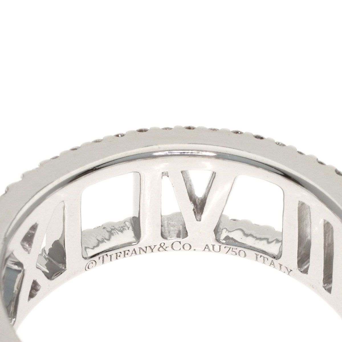 Tiffany & Co Atlas Open Full Edge Diamond Ring 18k White Gold — view 5