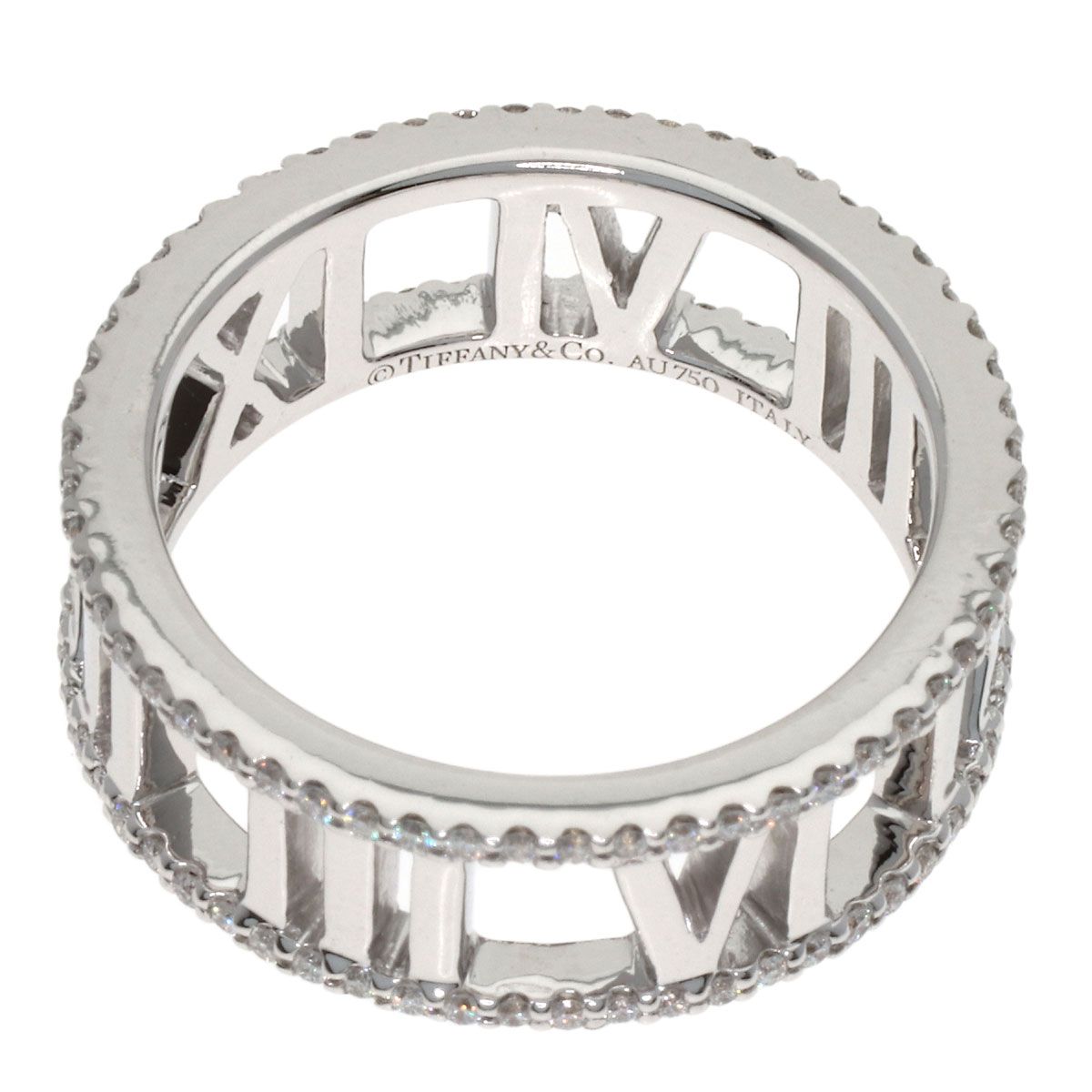 Tiffany & Co Atlas Open Full Edge Diamond Ring 18k White Gold — view 4