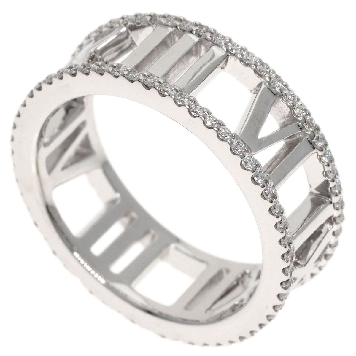 Tiffany & Co Atlas Open Full Edge Diamond Ring 18k White Gold