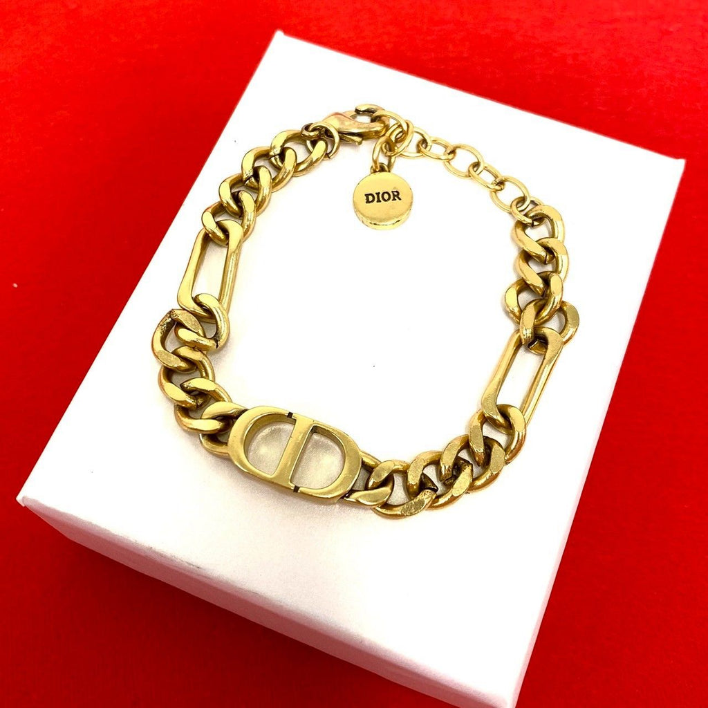 Dior CD Logo Motif Chain Bracelet Gold