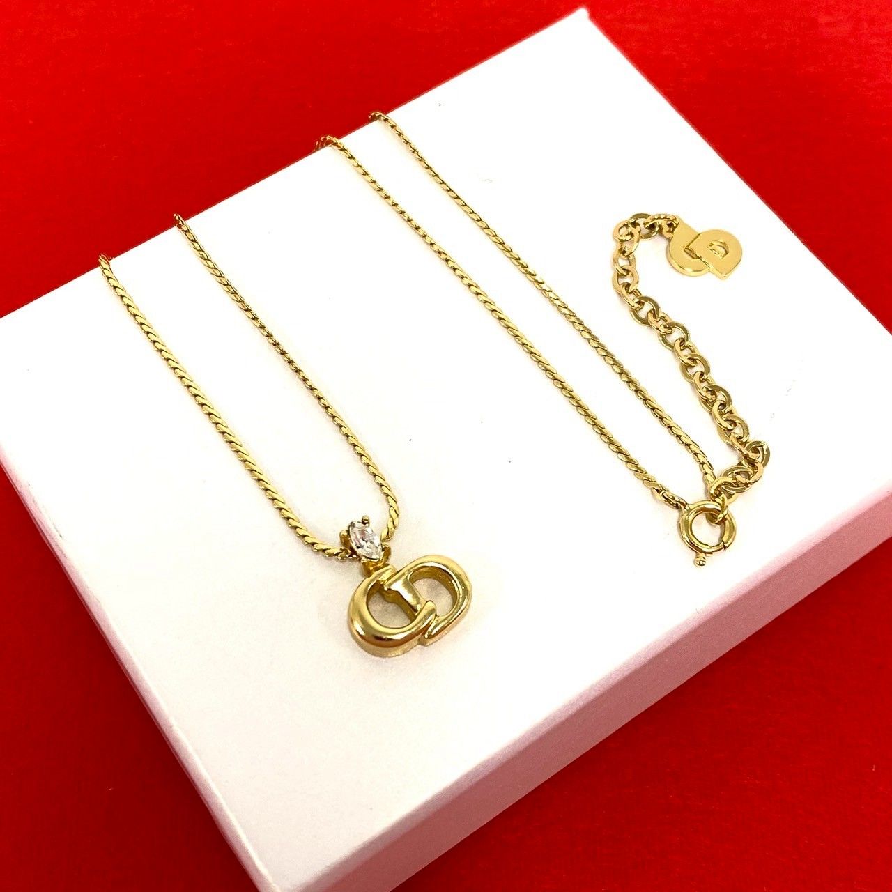 Dior Vintage CD Logo Motif Necklace Gold