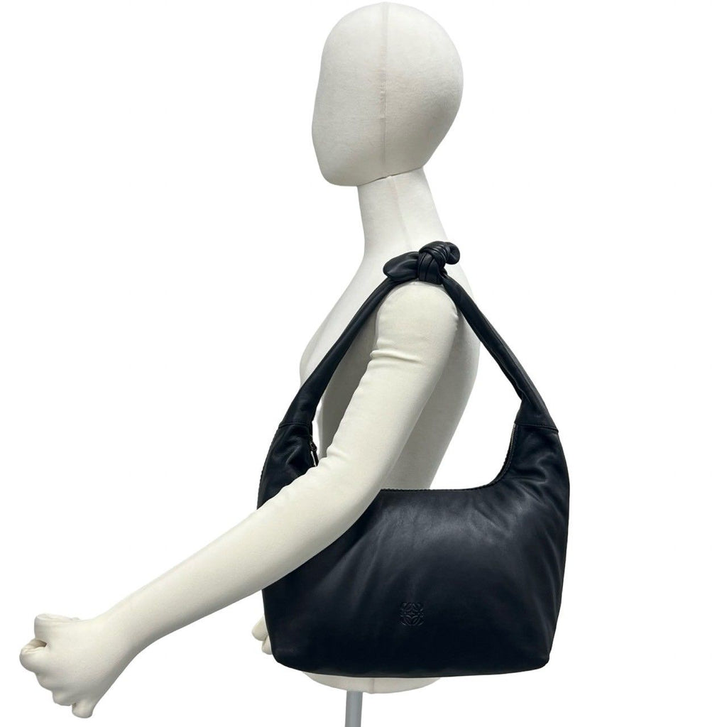 Loewe Anagram Logo Leather Tassel Shoulder Bag Mini Tote Black — view 2
