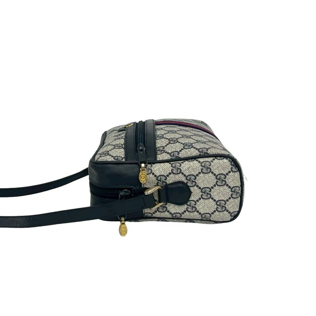 Gucci Vintage Sherry Line Leather Shoulder Bag Pochette Navy — view 5
