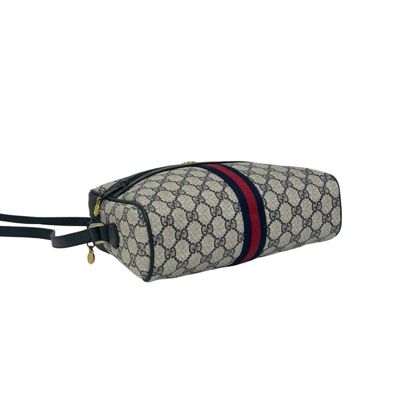 Gucci Vintage Sherry Line Leather Shoulder Bag Pochette Navy — view 7