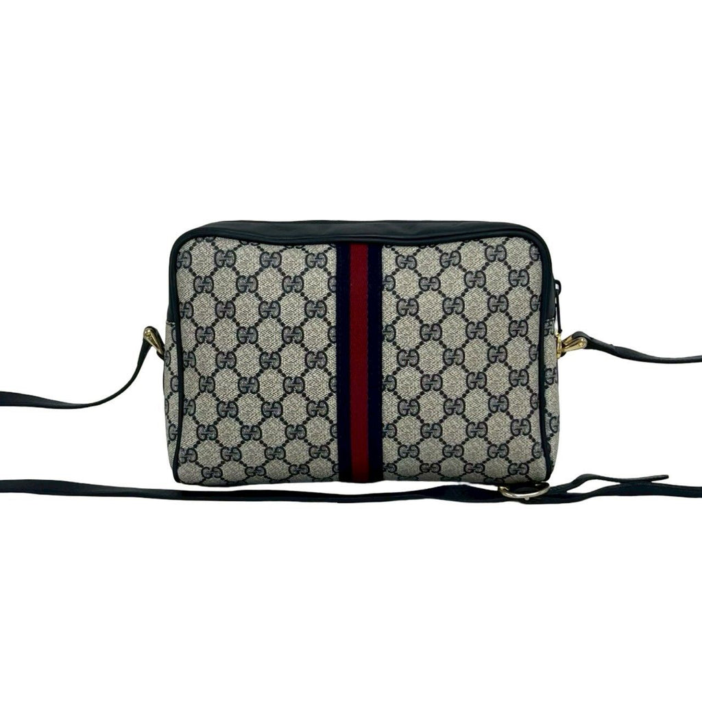 Gucci Vintage Sherry Line Leather Shoulder Bag Pochette Navy — view 3