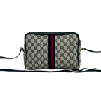Gucci Vintage Sherry Line Leather Shoulder Bag Pochette Navy — view 3