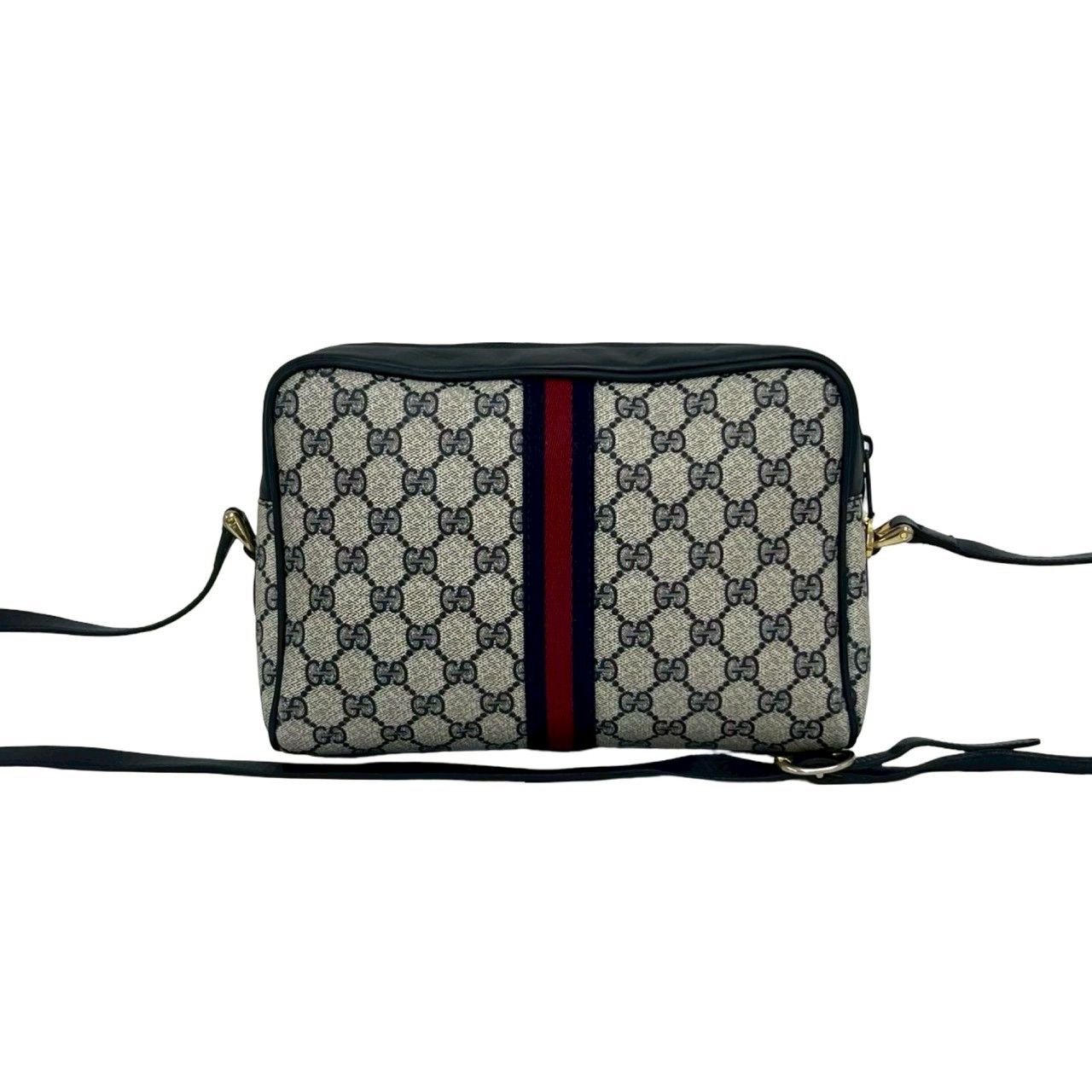 Gucci Vintage Sherry Line Leather Shoulder Bag Pochette Navy — view 3
