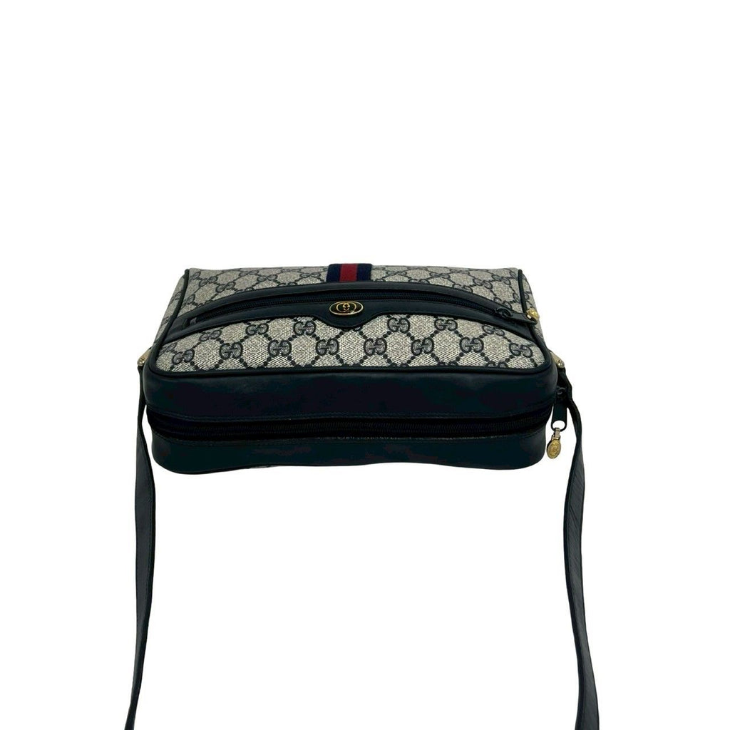 Gucci Vintage Sherry Line Leather Shoulder Bag Pochette Navy — view 4