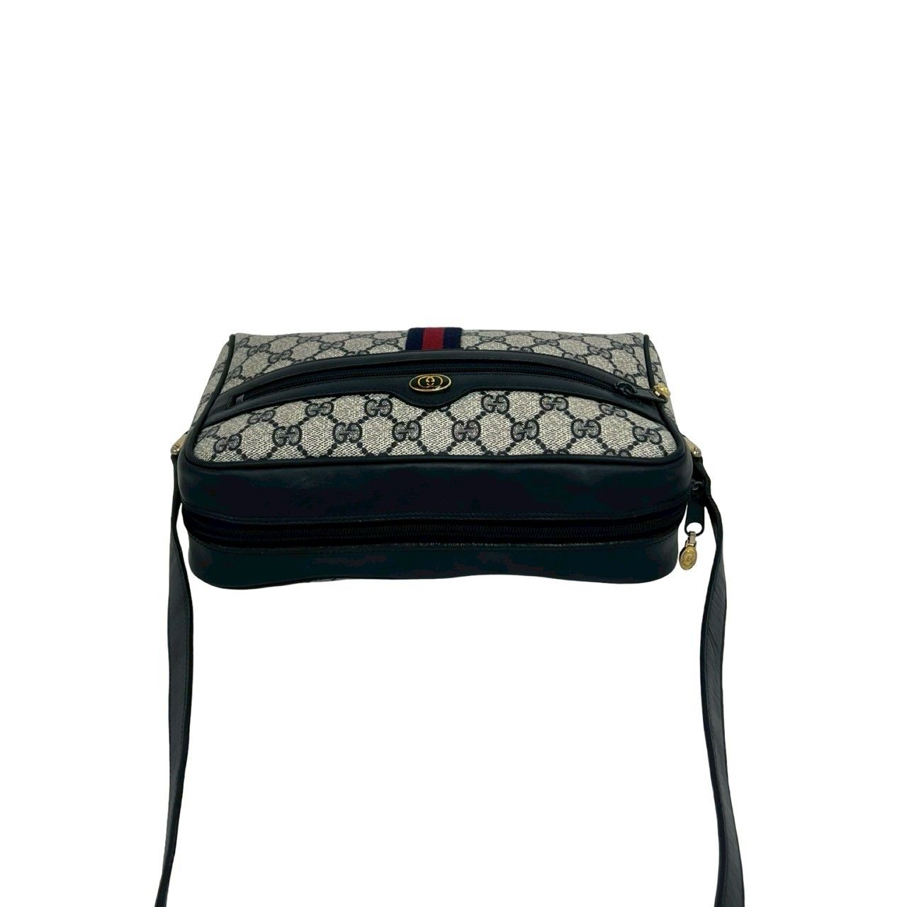 Gucci Vintage Sherry Line Leather Shoulder Bag Pochette Navy — view 4