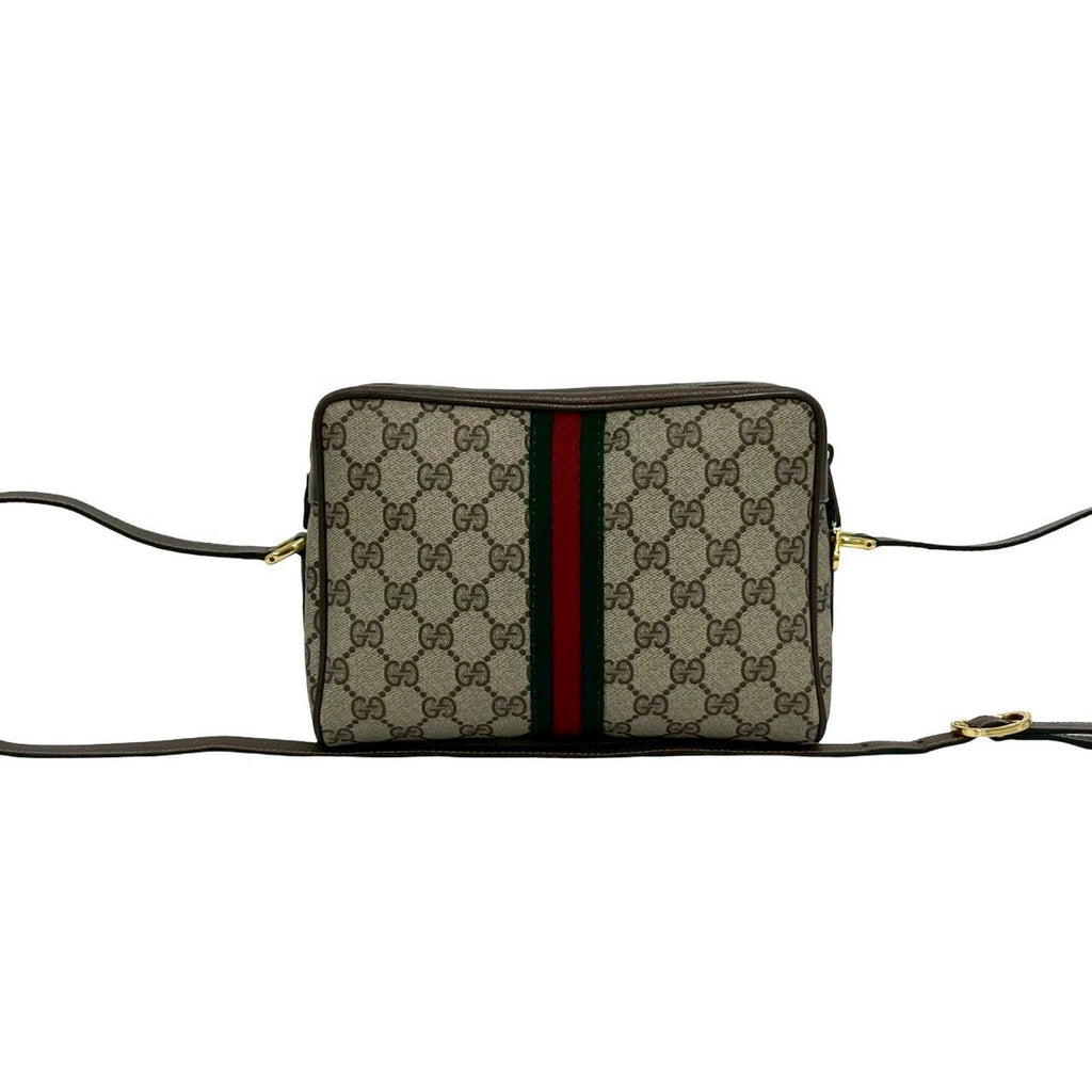 Gucci Vintage Sherry Line GG Logo Leather Shoulder Bag Brown — view 3