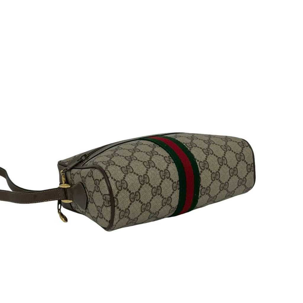 Gucci Vintage Sherry Line GG Logo Leather Shoulder Bag Brown — view 7