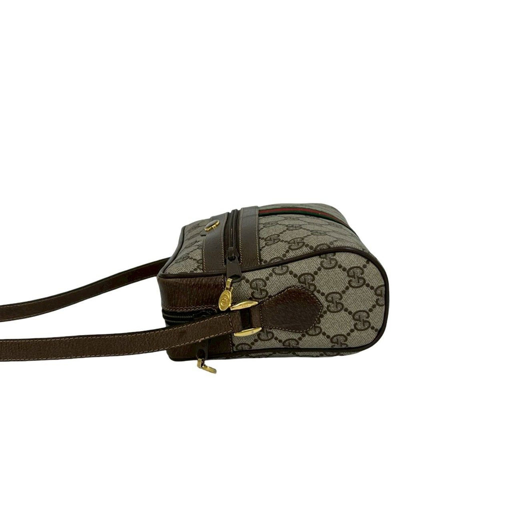 Gucci Vintage Sherry Line GG Logo Leather Shoulder Bag Brown — view 5