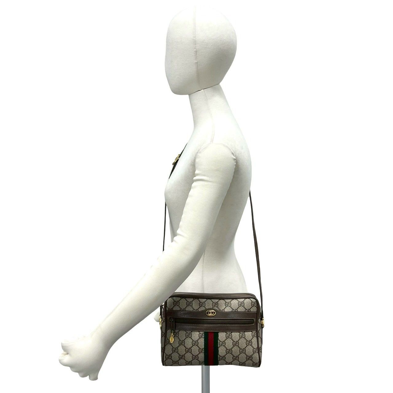 Gucci Vintage Sherry Line GG Logo Leather Shoulder Bag Brown — view 2