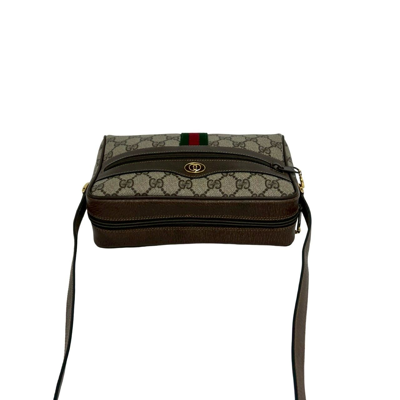Gucci Vintage Sherry Line GG Logo Leather Shoulder Bag Brown — view 4
