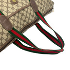 Gucci Vintage Sherry Line GG Logo Leather Tote Boston Bag Brown — view 4