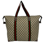 Gucci Vintage Sherry Line GG Logo Leather Tote Boston Bag Brown — view 3