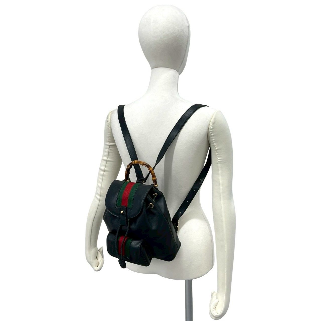 Gucci Vintage Bamboo Sherry Line Leather Mini Backpack Black — view 2